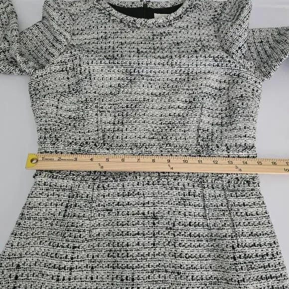 J.Crew Tweed Mini Dress Womens Sz 6 Long Sleeve Crew Neck Office Preppy Academy - Picture 7 of 13